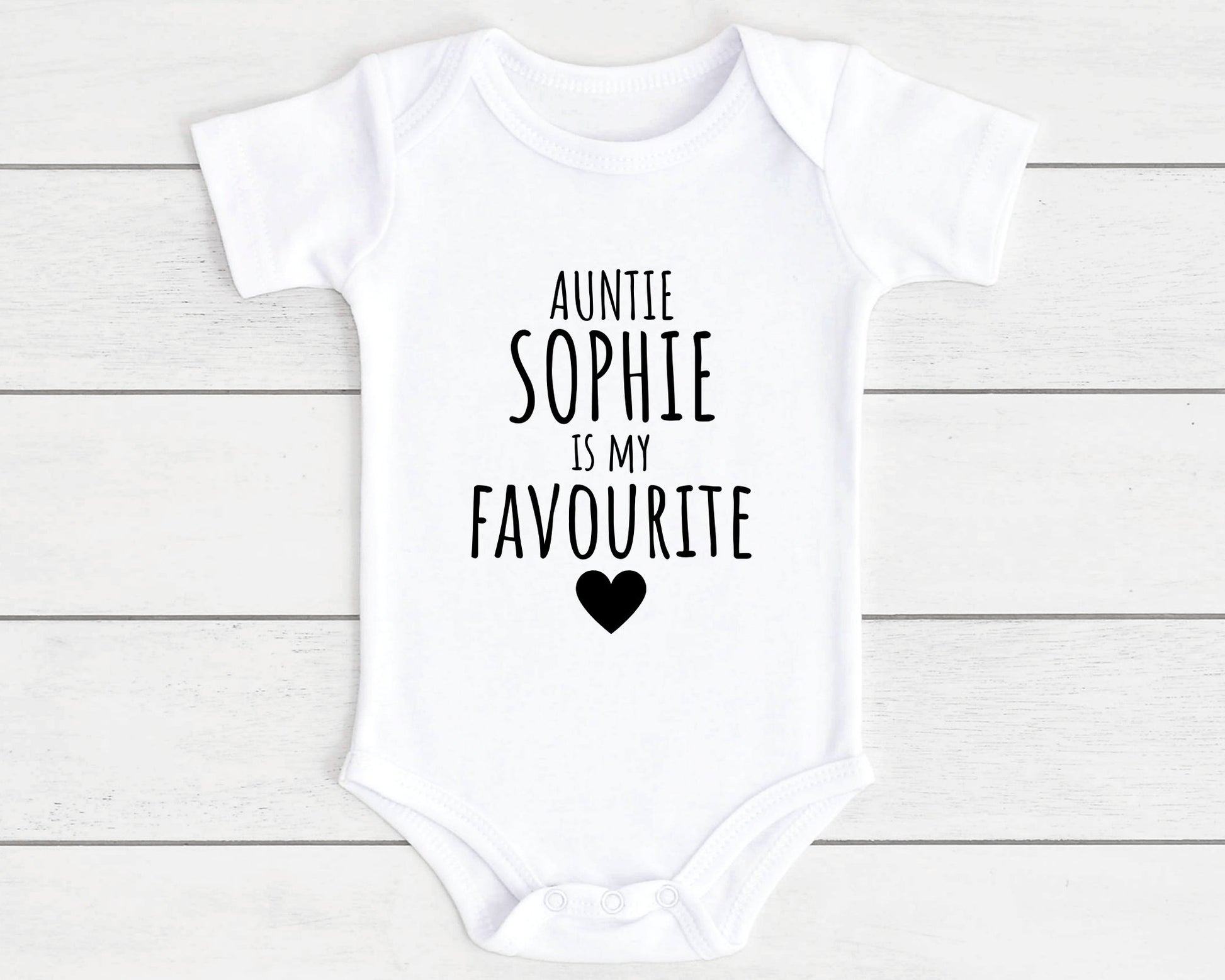 Personalised Auntie Is My Favourite Baby Vest Bodysuit Aunt Babygrow Newborn Gift - ANY NAME