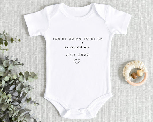 Uncle Baby Vest Pregnancy Reveal Bodysuit Personalised Due Date Announcement Gift