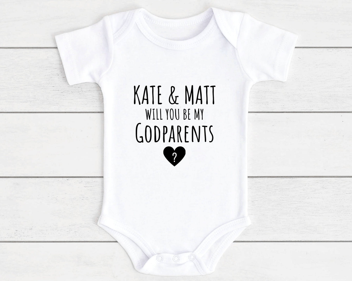 Baby Vest Personalised Will You Be My Godparents Bodysuit Newborn Custom Name Gift