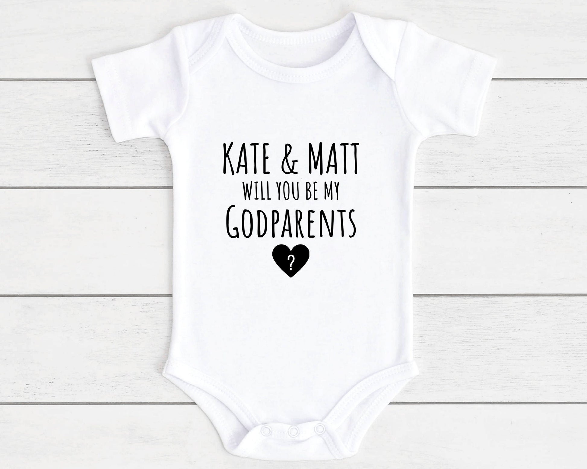 Baby Vest Personalised Will You Be My Godparents Bodysuit Newborn Custom Name Gift
