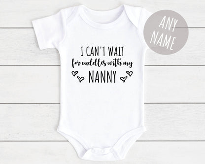 Pregnancy Announcement Baby Vest Personalised Bodysuit For Nanny Grandad Auntie Family Etc