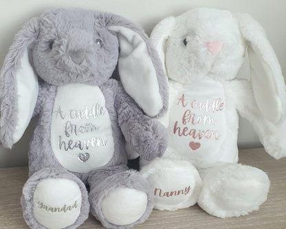 Memorial Soft Toy Bunny Personalised Cuddle From Heaven Teddy Grieving Childrens Comforter Keepsake Gift