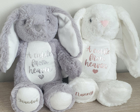 Memorial Soft Toy Bunny Personalised Cuddle From Heaven Teddy Grieving Childrens Comforter Keepsake Gift