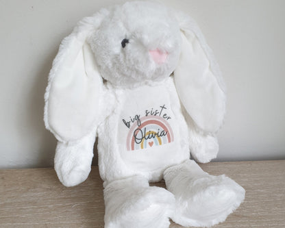 Sisters Personalised Soft Toy Bunny Teddy Gift Little & Big Sister New Baby Present