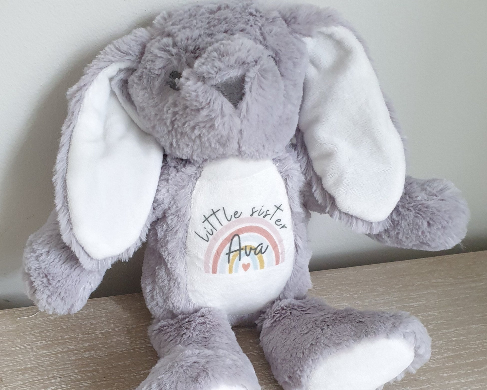 Sisters Personalised Soft Toy Bunny Teddy Gift Little & Big Sister New Baby Present