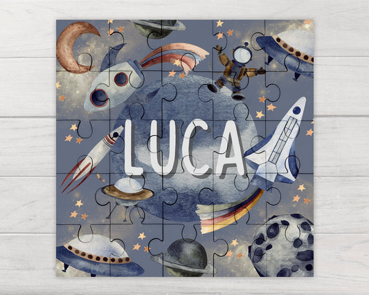 Personalised Childrens Jigsaw Boys Space Rocket 25pcs Gift