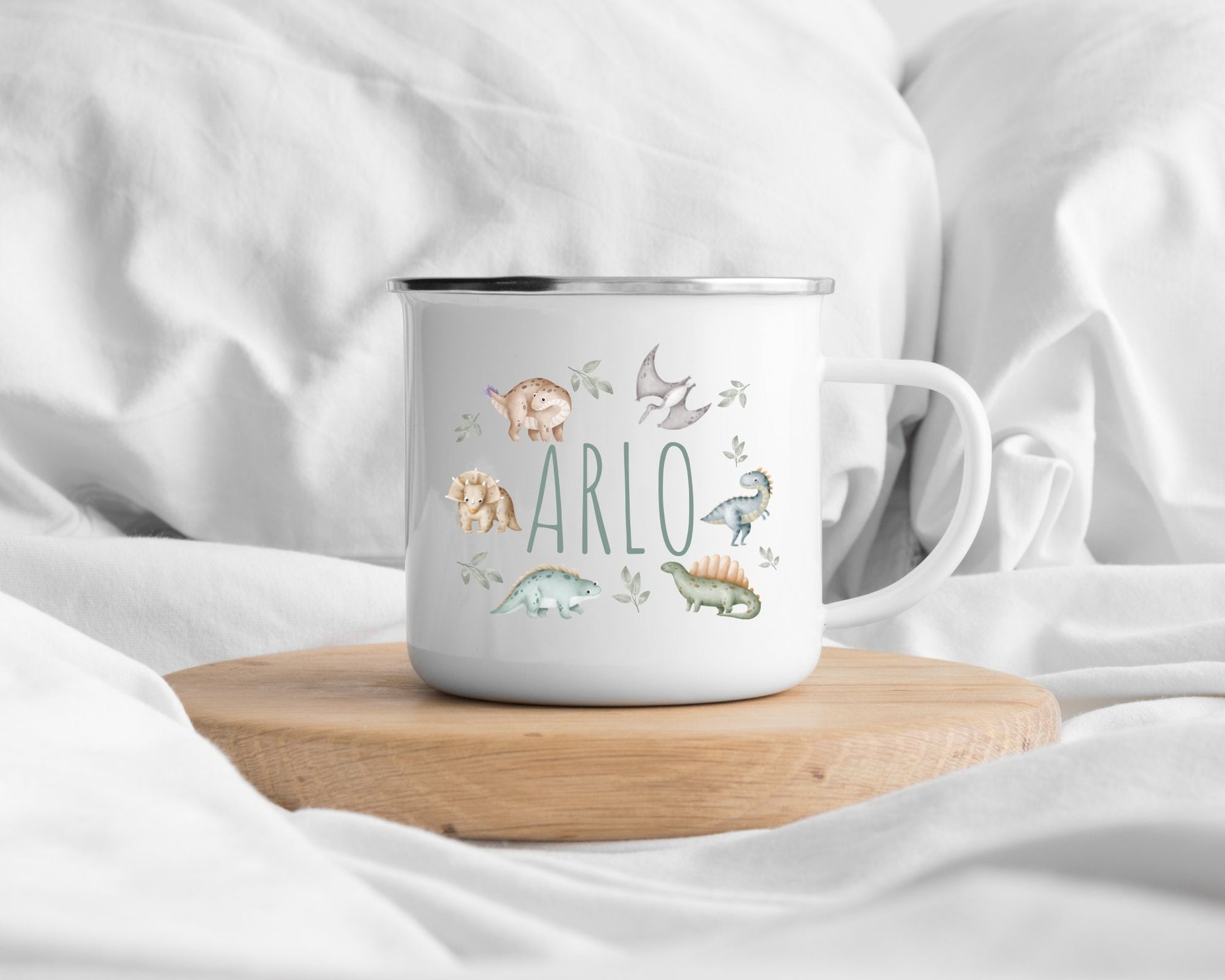 Personalised Children's Mug Dinosaur Kids Enamel Cup Gift