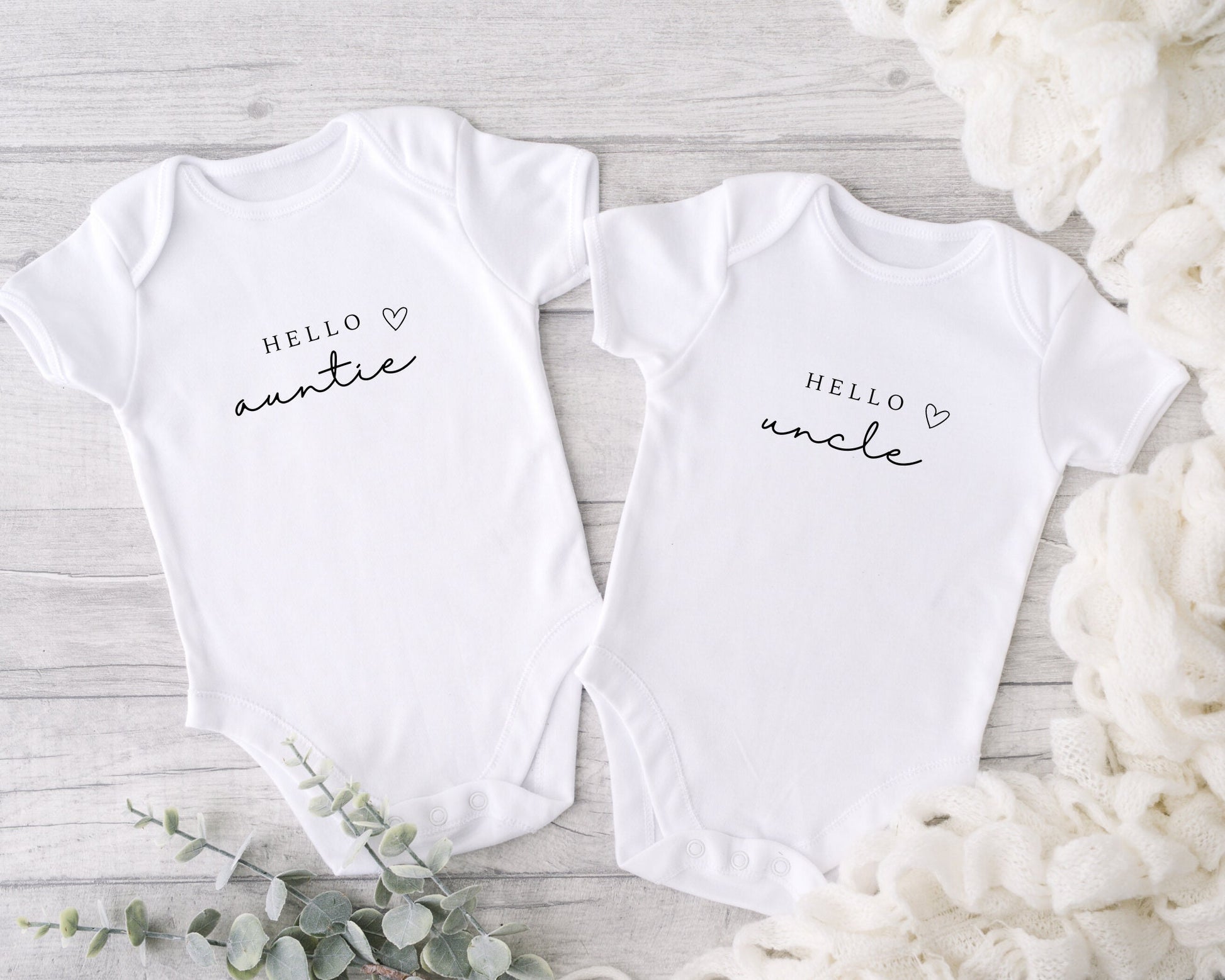Personalised Pregnancy Reveal Vest Hello Nanny Grandad Auntie Bodysuit Announcement Gift