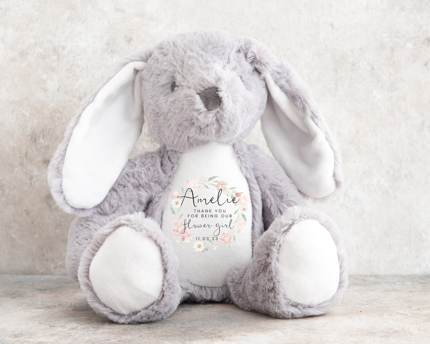 Flower Girl Gift Soft Toy Bunny Teddy Personalised Girls Wedding Present