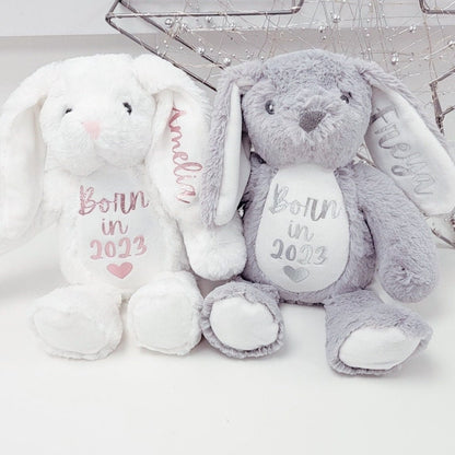 Personalised Born In 2023 Soft Toy Bunny Teddy Gift New Baby Newborn Present