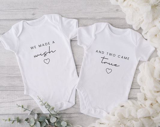 Twins Baby Vest Announcement Bodysuit Babygrow Reveal Gift