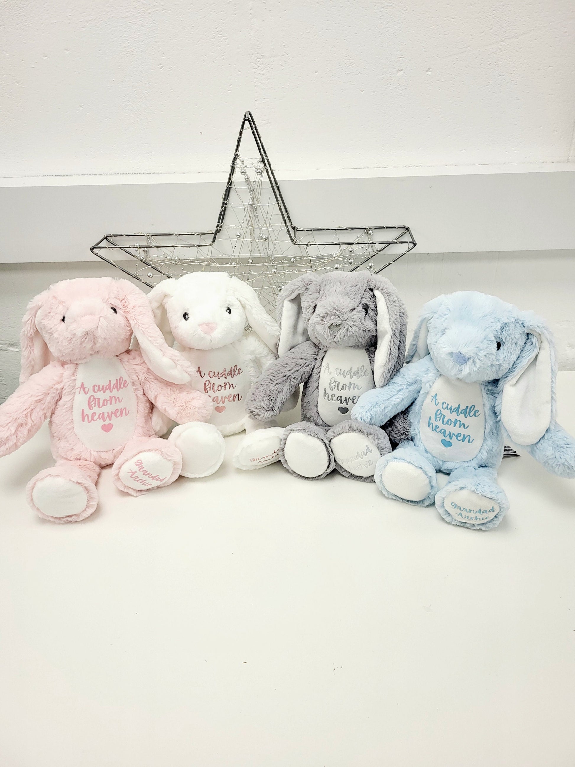 Memorial Soft Toy Bunny Personalised Cuddle From Heaven Teddy Grieving Childrens Comforter Keepsake Gift