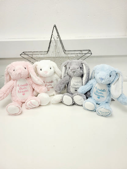 Memorial Soft Toy Bunny Personalised Cuddle From Heaven Teddy Grieving Childrens Comforter Keepsake Gift
