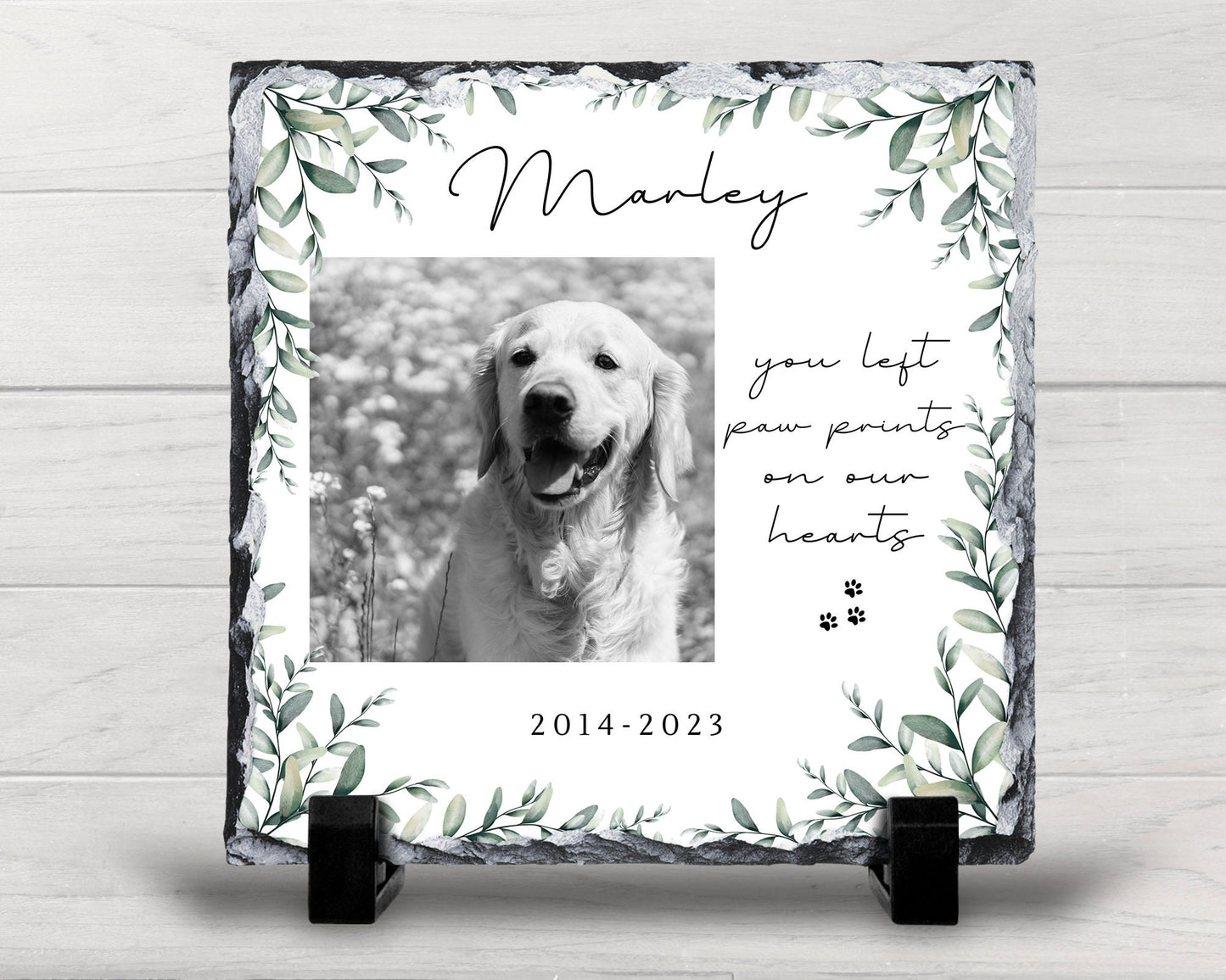 Dog Memorial Photo Slate Personalised Pet Plaque Frame Photograph Gift