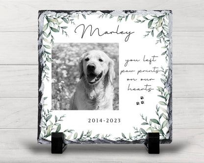 Dog Memorial Photo Slate Personalised Pet Plaque Frame Photograph Gift