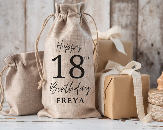 18th Birthday Personalised Wine Bottle Gift Bag Drinks Gift