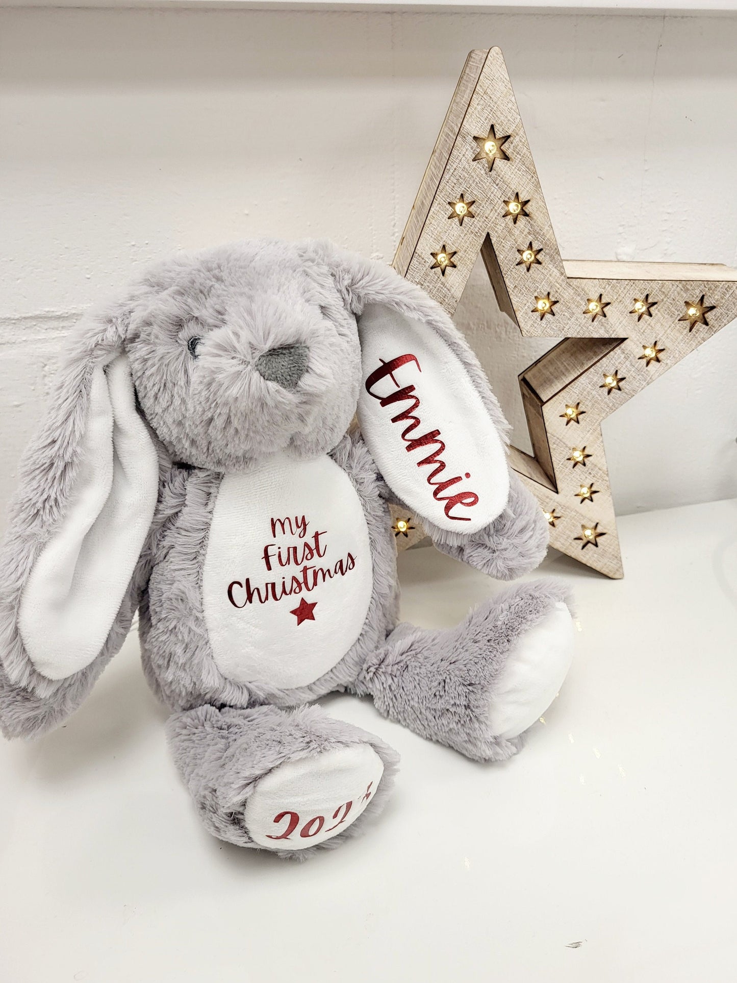 My First Christmas Bunny Personalised Soft Toy Baby Gift Newborn 1st Xmas Present