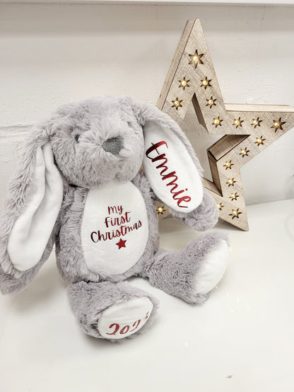 My First Christmas Bunny Personalised Soft Toy Baby Gift Newborn 1st Xmas Present