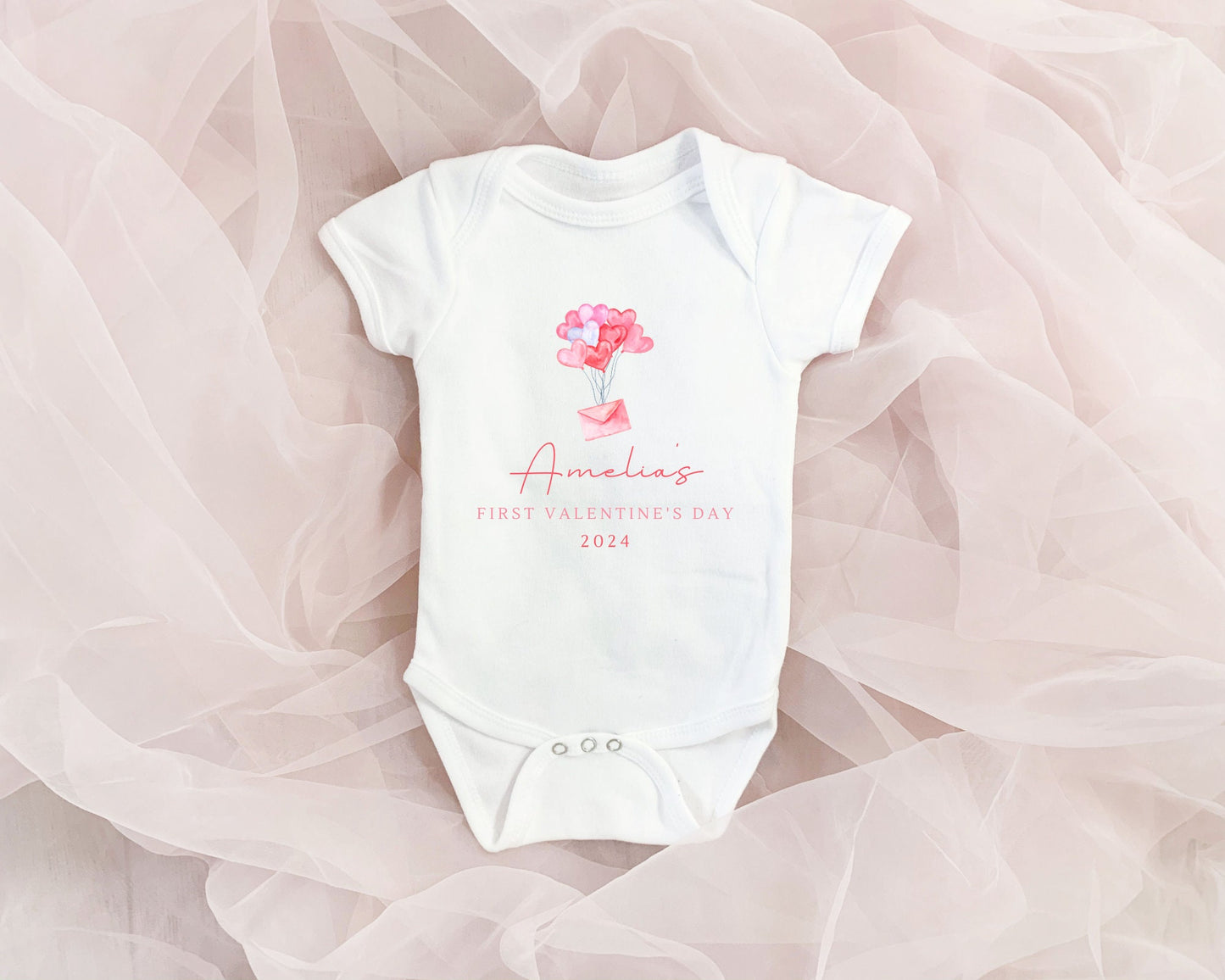Personalised Valentine's Baby Vest First Valentine's Day Girls Bodysuit Babygrow Gift