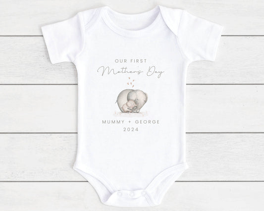 Mother's Day Baby Vest Personalised Elephant Bodysuit