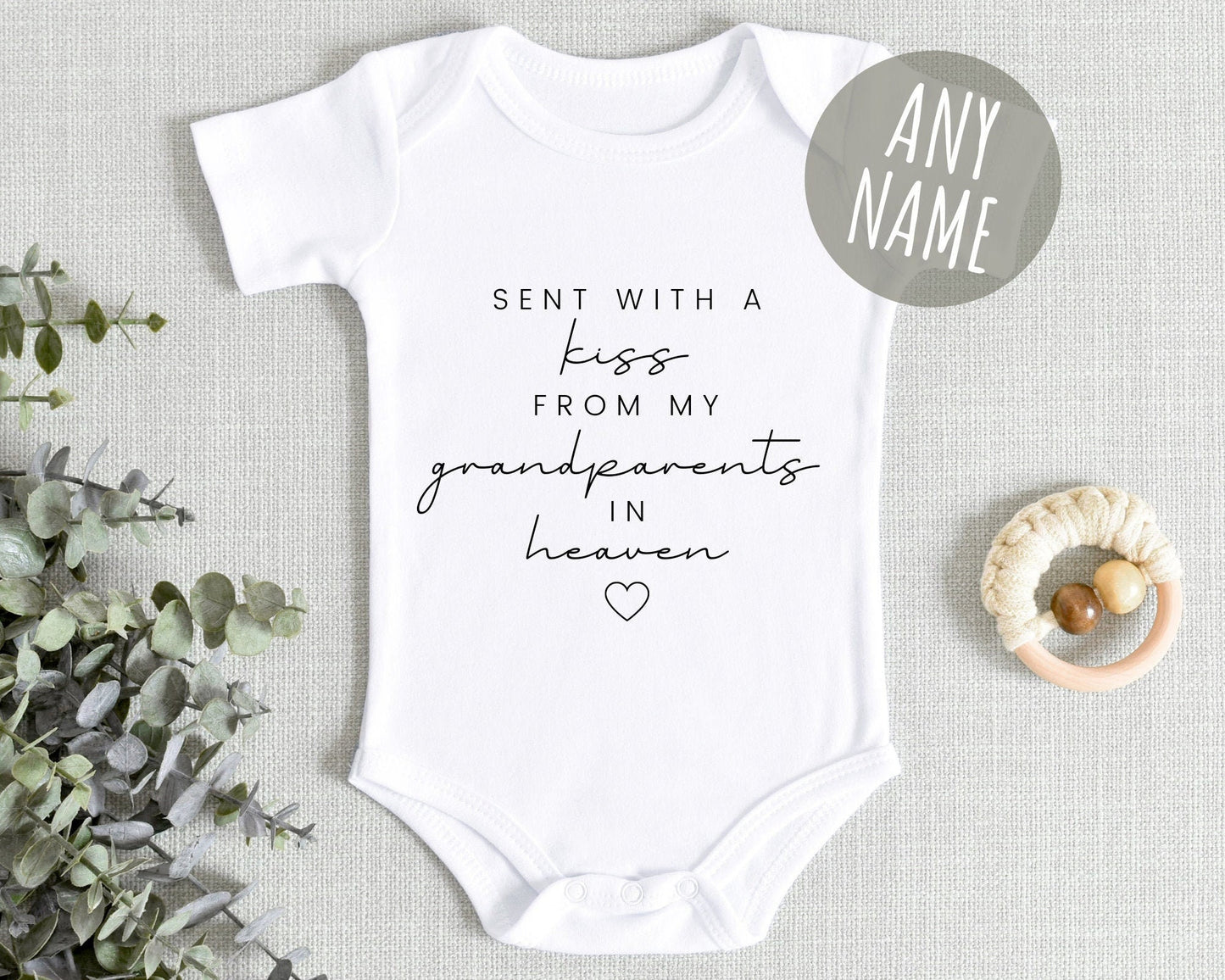Sent With A Kiss Baby Vest Pregnancy Reveal Announcement Bodysuit Personalised Memorial Gift