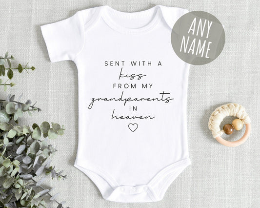 Sent With A Kiss Baby Vest Pregnancy Reveal Announcement Bodysuit Personalised Memorial Gift