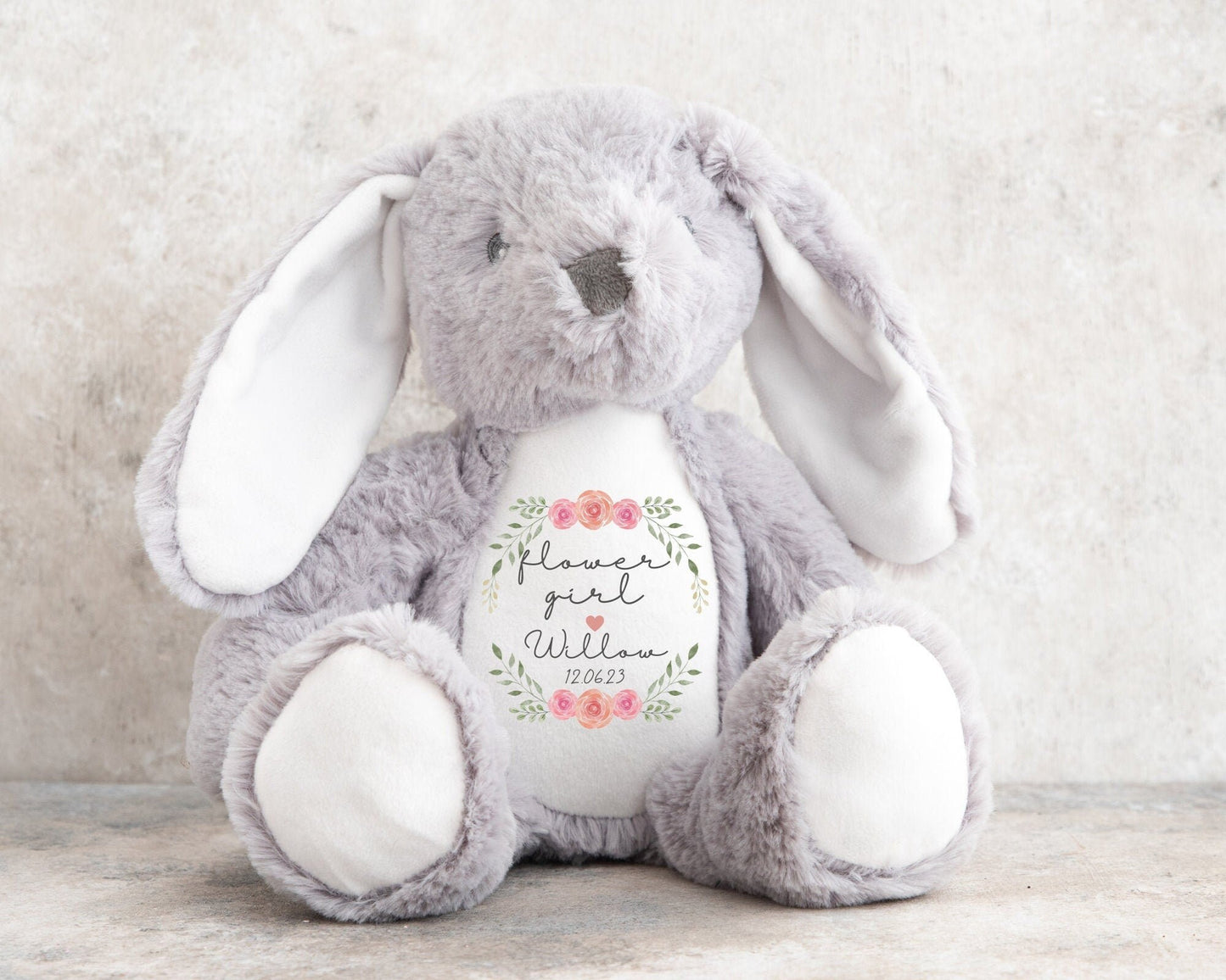 Flower Girl Gift Soft Toy Bunny Teddy Personalised Girls Wedding Present