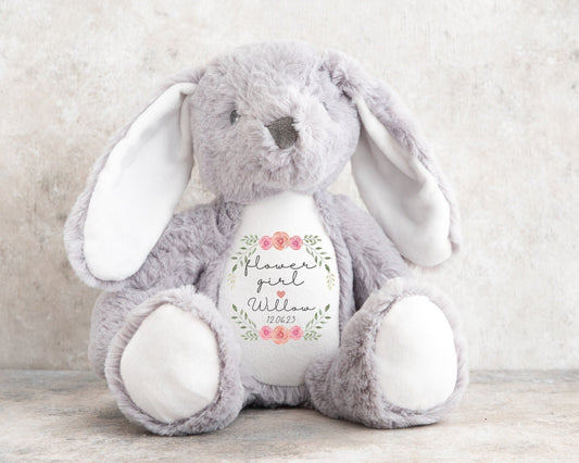 Flower Girl Gift Soft Toy Bunny Teddy Personalised Girls Wedding Present