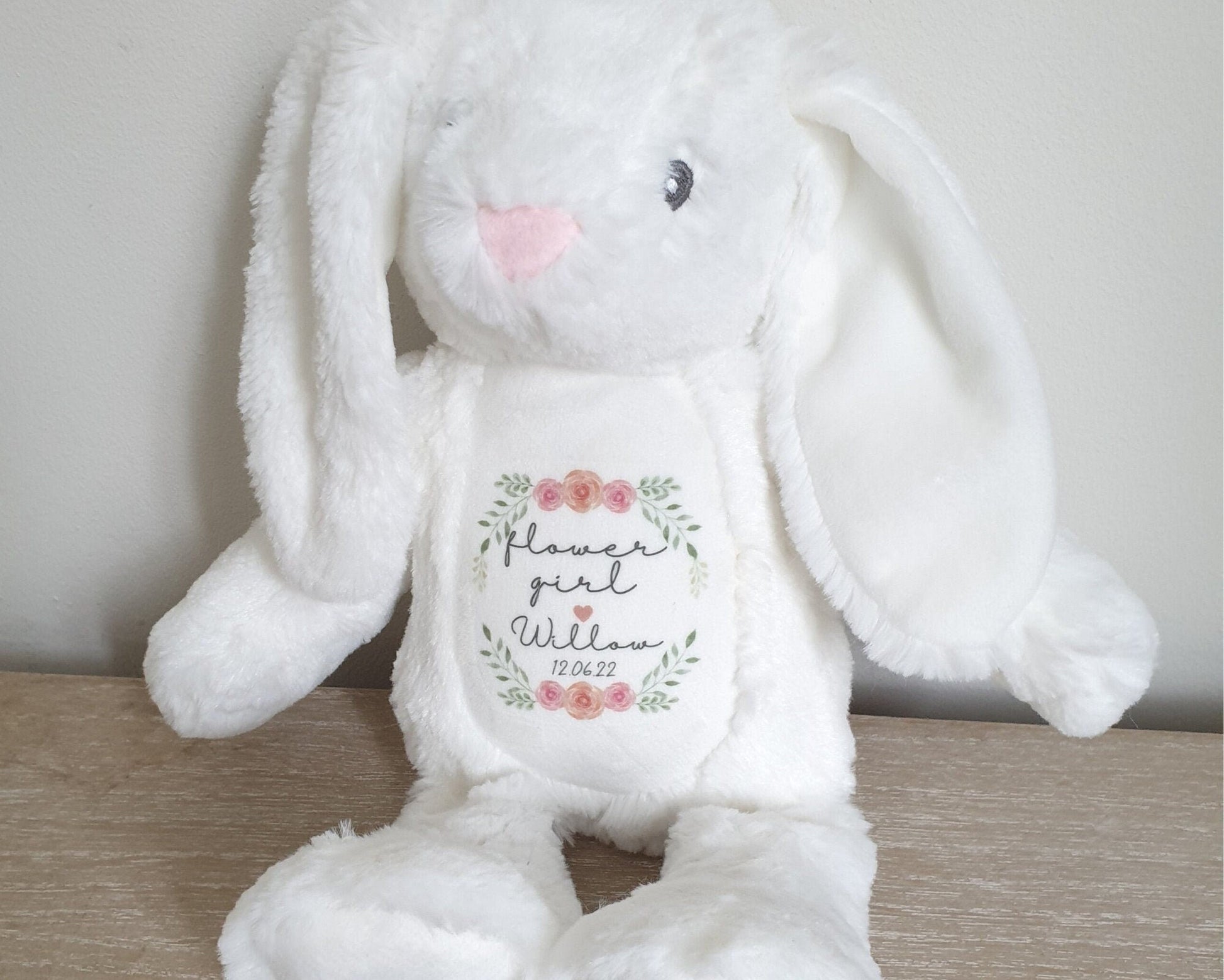 Flower Girl Gift Soft Toy Bunny Teddy Personalised Girls Wedding Present