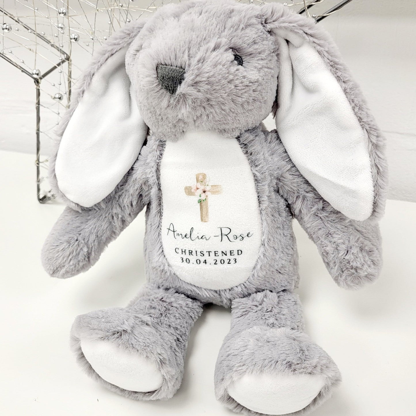 Christening Gift Personalised Soft Toy Bunny Teddy Baptism Keepsake Gift