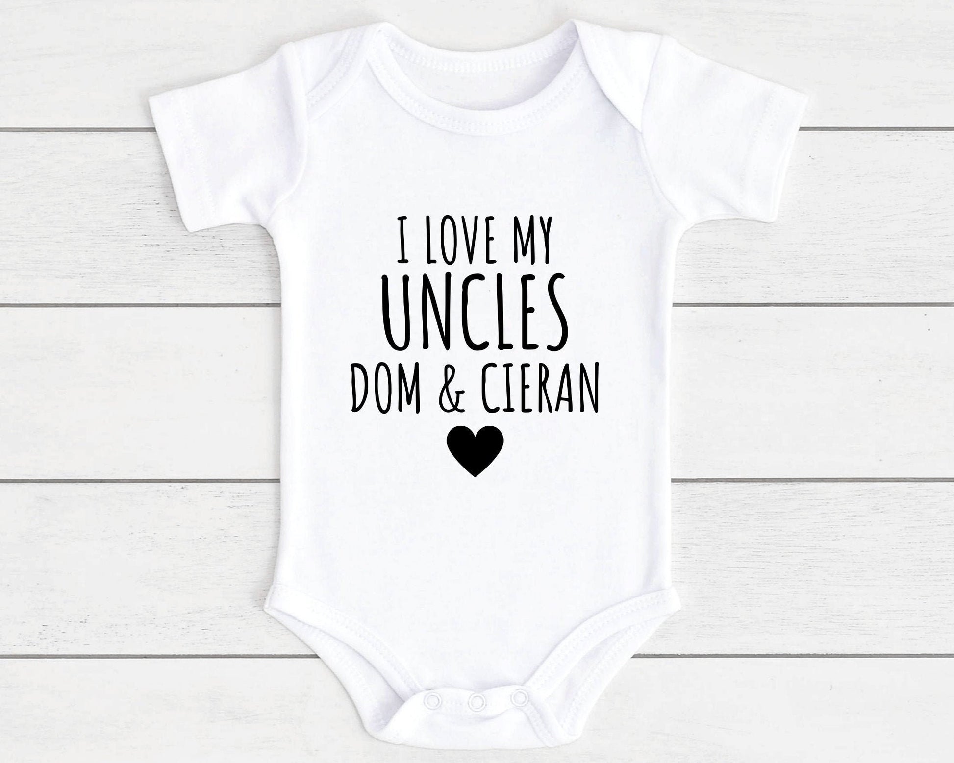 Personalised I Love My Uncles Baby Vest Bodysuit Uncle Babygrow Newborn Gift - ANY NAMES