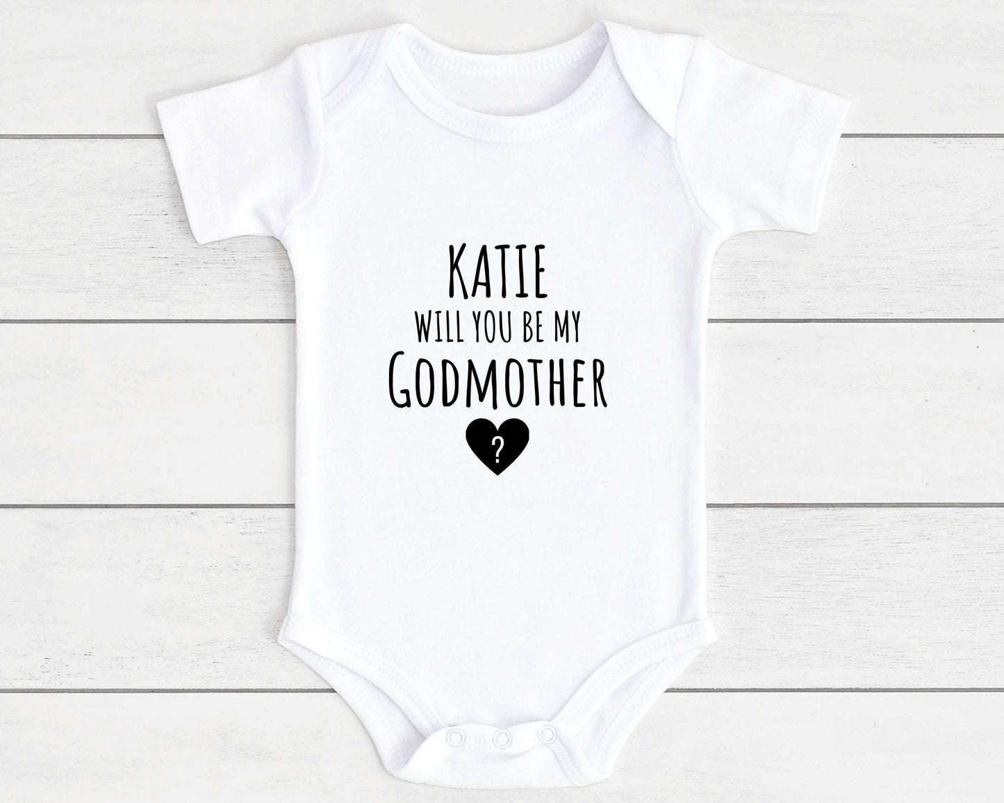 Personalised Will You Be My Godmother Baby Vest Bodysuit Godparent Gift