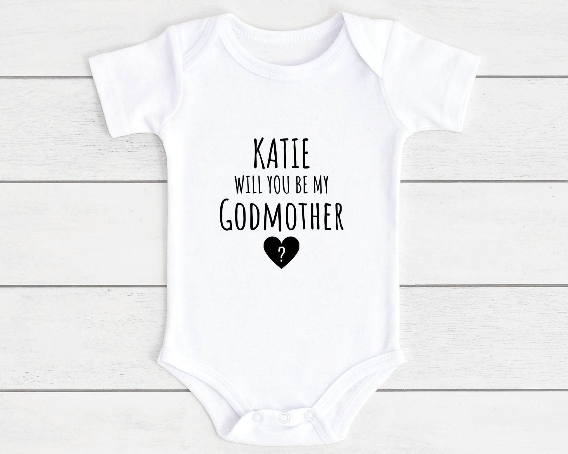 Personalised Will You Be My Godmother Baby Vest Bodysuit Godparent Gift