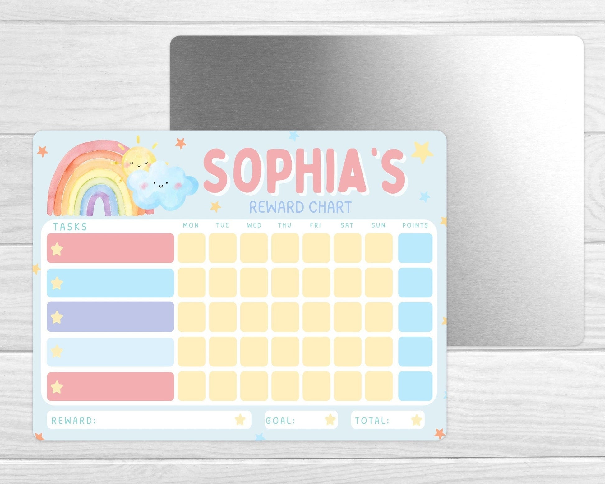 Personalised Wipeable Reward Chart Kids Chore Dry Erase Daily Task White Board