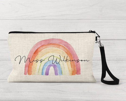 Personalised Teacher Pencil Case: Back To School Gift, Linen Stationery Storage