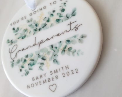Grandparents Pregnancy Reveal Ornament Announcement Personalised Gift Decoration