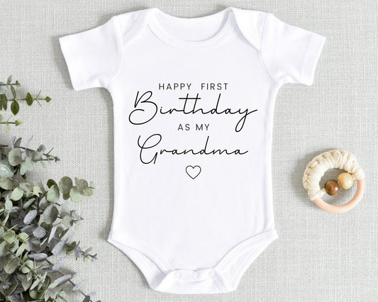 Happy Birthday Grandma Baby Vest First Birthday As Grandparent Bodysuit Present Gift