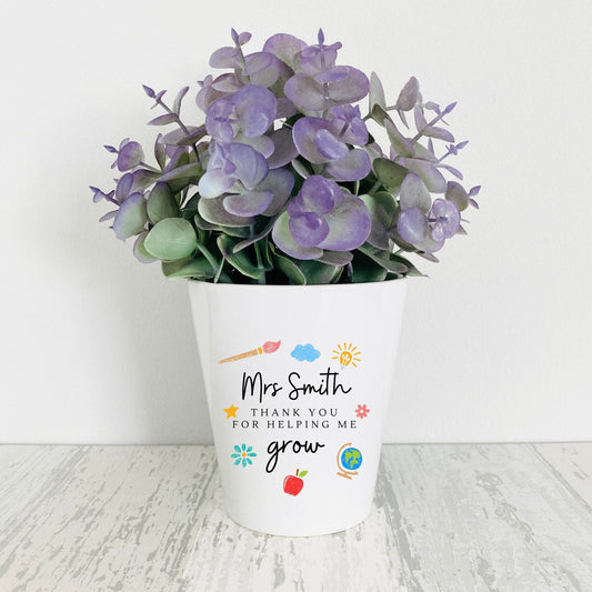 Personalised Teacher Gift Flower Pot Gift End Of Term Helping Me Grow Present