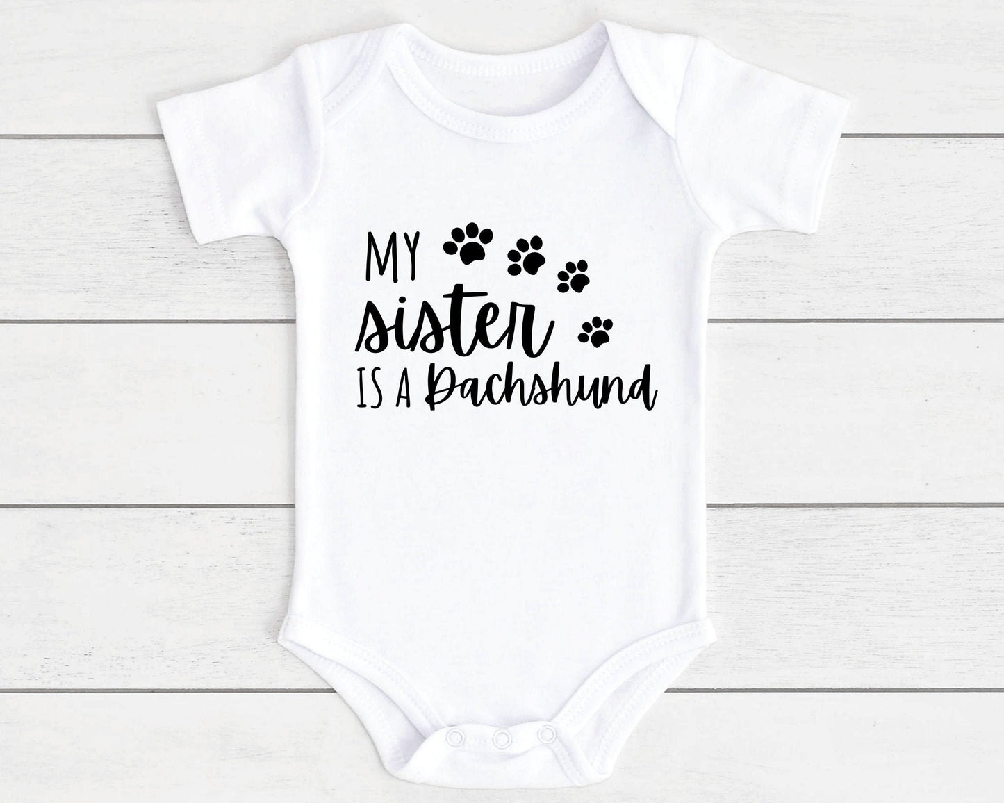 Baby Vest Gift Vest Funny Brother Is A Dog Breed Dachshund, Cockapoo, Labrador, Pug Etc | Customise With Any Breed