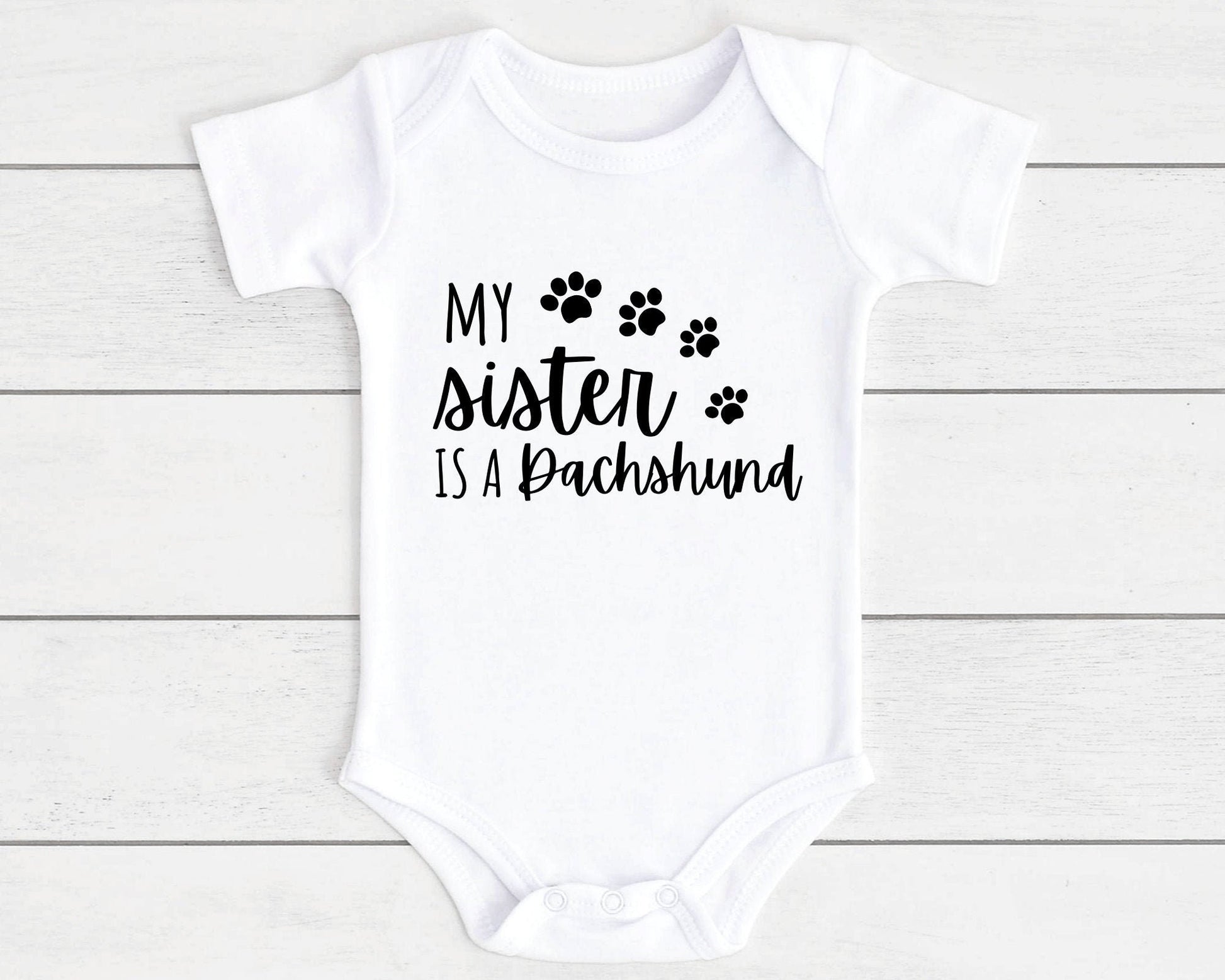 Baby Vest Gift Vest Funny Brother Is A Dog Breed Dachshund, Cockapoo, Labrador, Pug Etc | Customise With Any Breed
