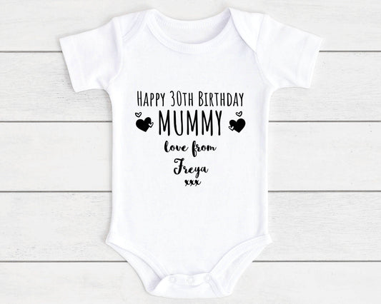 Happy Birthday Mummy Baby Vest Bodysuit Personalised New Mum Gift