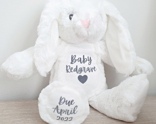 Make Your Own Soft Toy Bunny Personalised Pregnancy Announcement New Baby Name Shower Sister Brother Xmas Present
