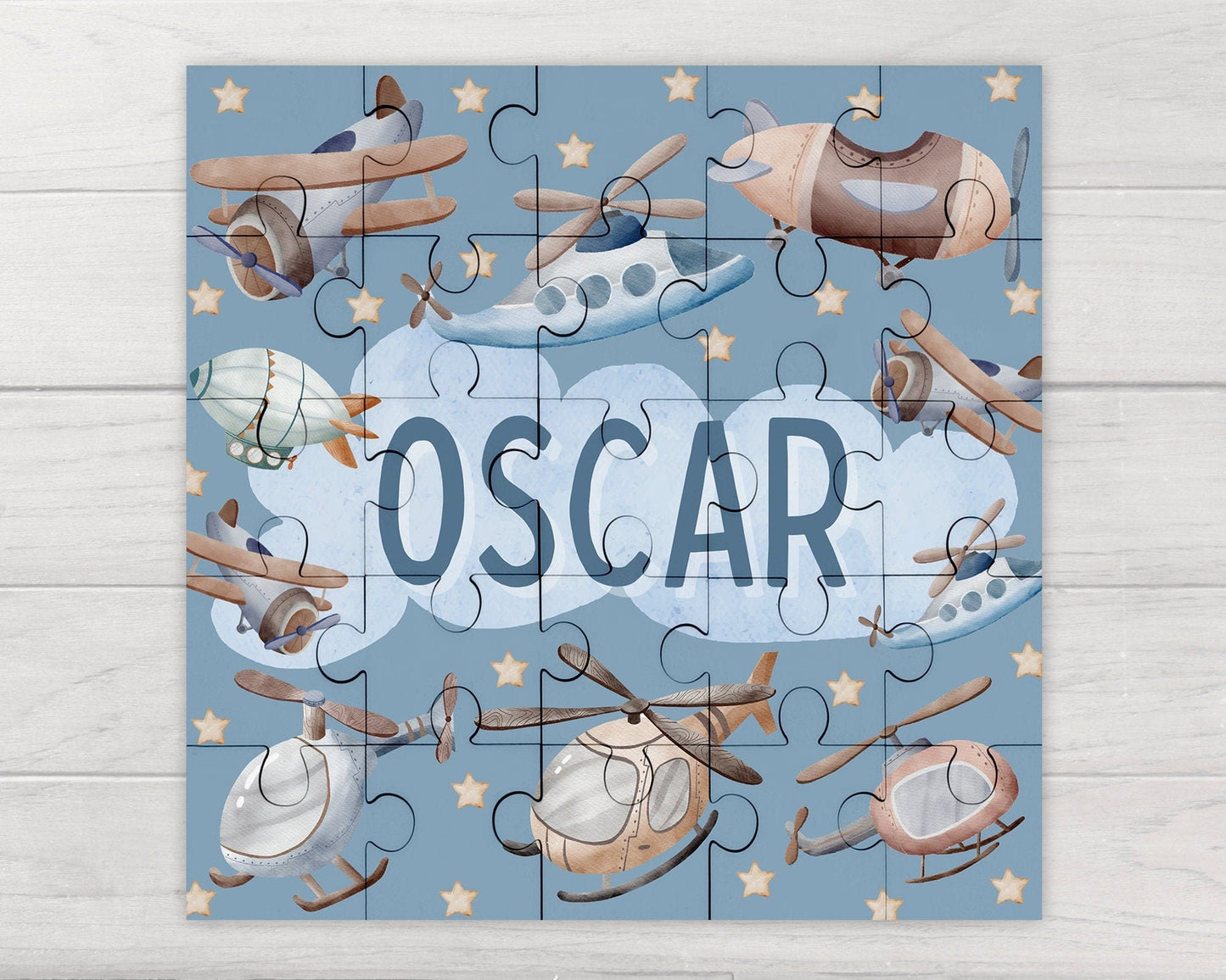 Personalised Childrens Jigsaw Boys Helicopter Aeroplane 25pcs Birthday Gift