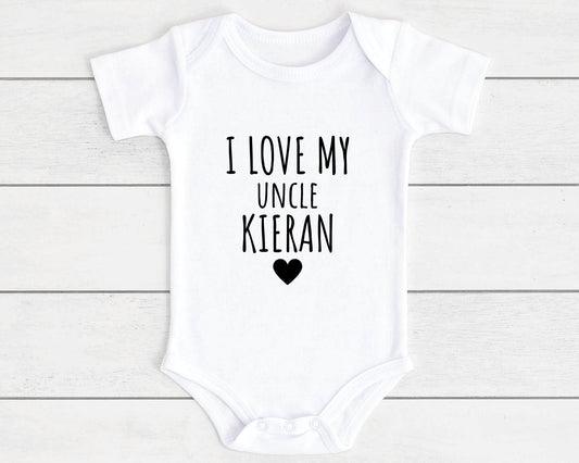 Personalised I Love My Uncle Baby Vest Bodysuit Babygrow Newborn Gift - ANY NAME