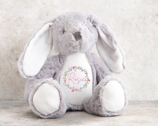 Personalised Bunny Teddy Gift New Baby Name Soft Toy Present