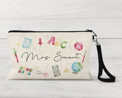 Personalized Teacher Pencil Case: Linen Back To School Gift