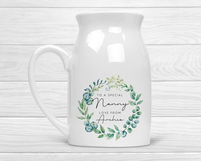 Personalised Vase Grandma Nanny Auntie Ceramic Flower Jug Gift