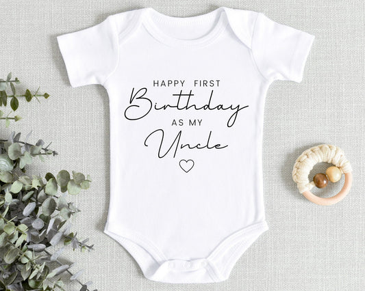 Happy Birthday Uncle Baby Vest First Birthday As Uncle Bodysuit Present Gift