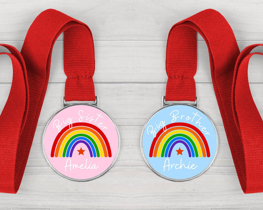 Big Sister/Brother Medal Personalised Sibling Announcement Gift