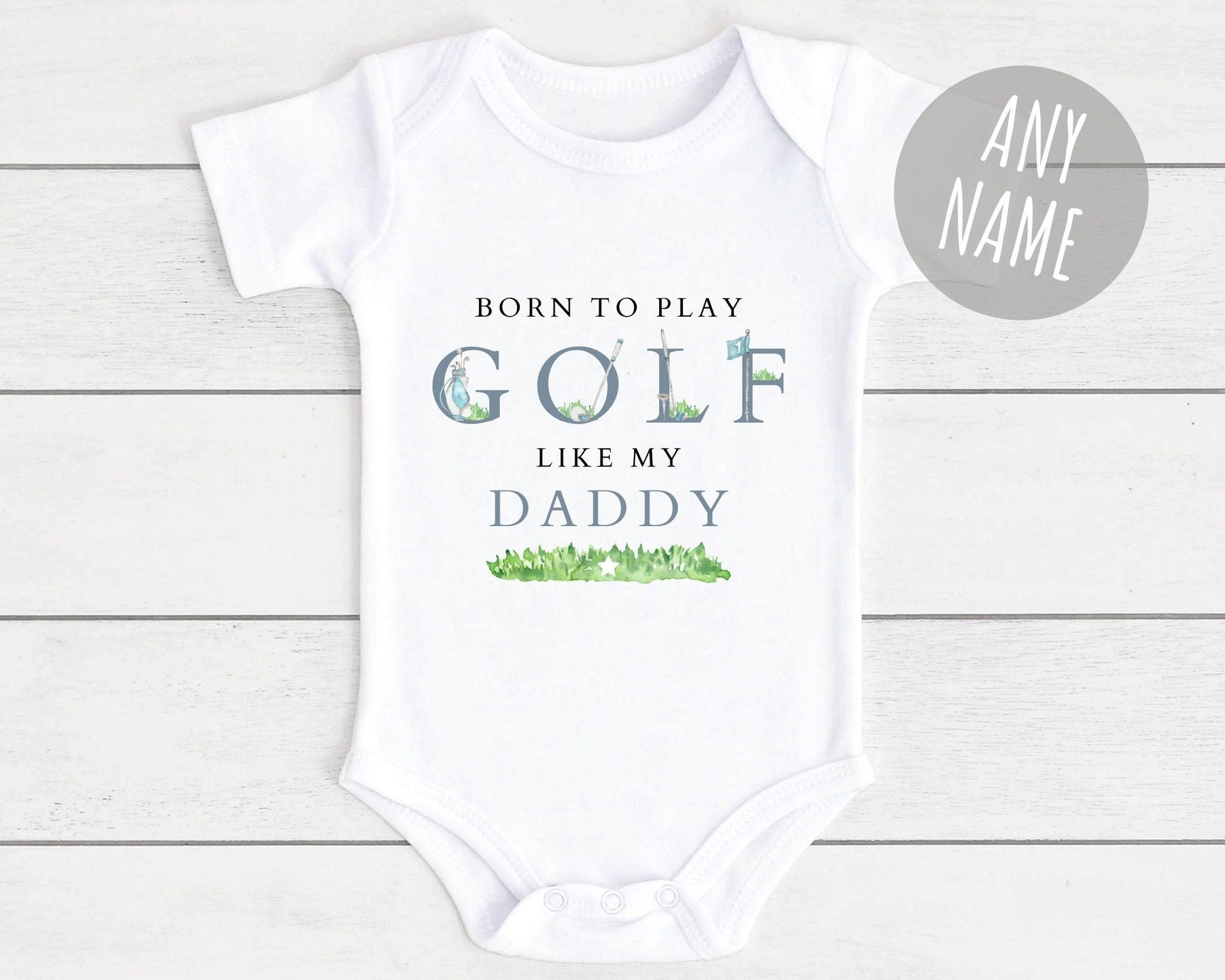 Golf Baby Vest Personalised Born To Be A Golfer Like Daddy Grandad Bodysuit Gift